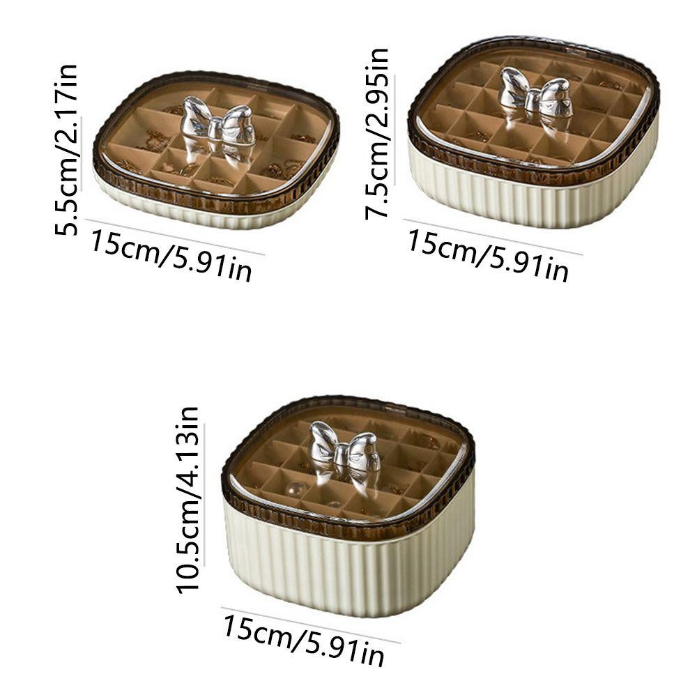Multi-Compartments Earrings Storage Case Transparent Lid Travel Jewelry Holder  Rings