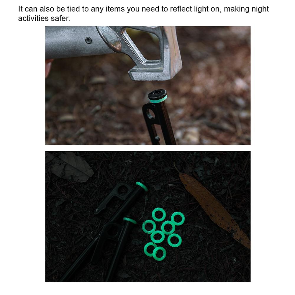 Outdoor Camping Zelt Erdnagel Leuchtschlaufe Silikon O-Ring Fluoreszierende Schlaufe Nachtangeln
