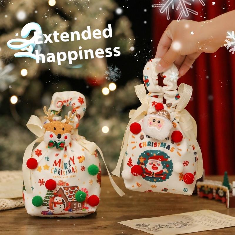 Vánoční dárková taška Roztomilý sněhulák los Santa Claus látková taška na jablka Novoroční dětská taška na bonbóny 2026 Vánoční dekorace