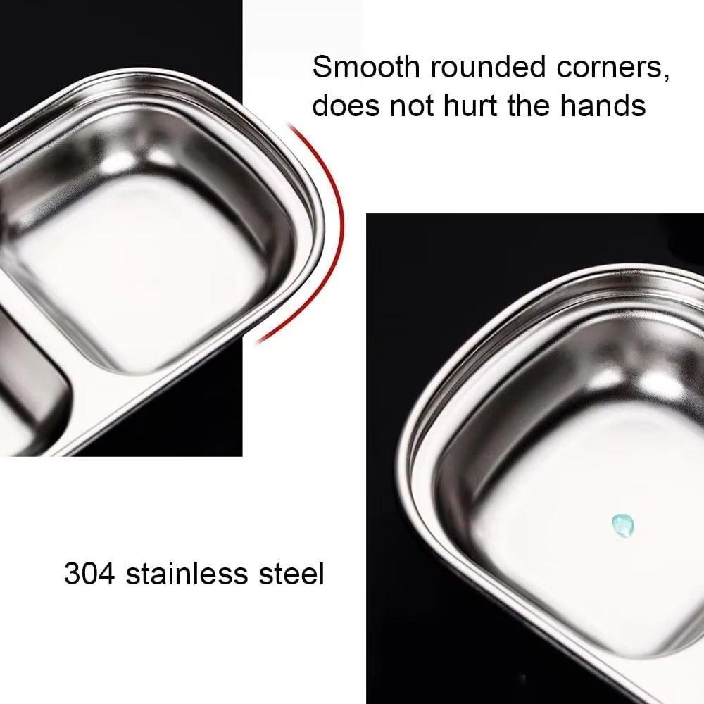 2Pcs 2/3/4 Grid Seasoning Dish Stainless Steel Sauce Plate  Restaurant Use