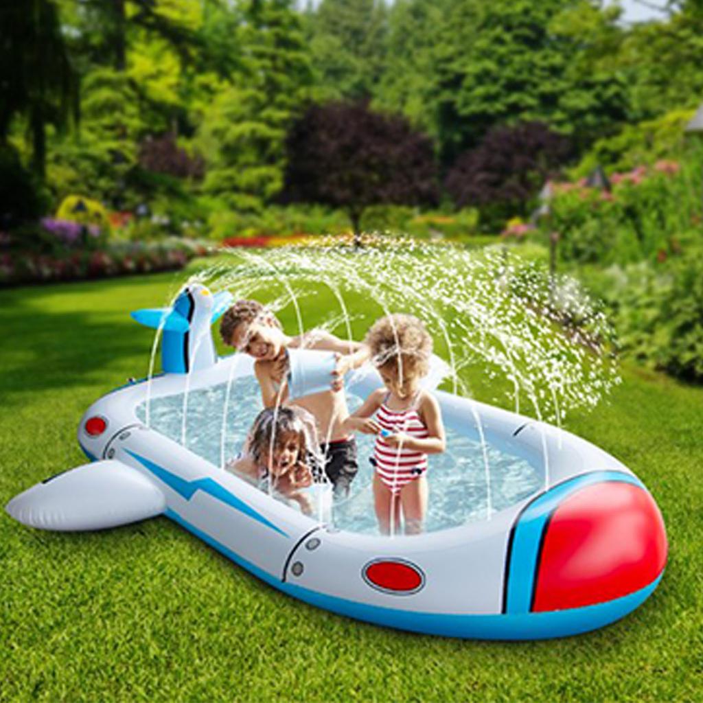 Inflatable Sprinkler Pool Airship Appearance Firm Sprinkler Pad for Kids for Backyard Outdoor Play