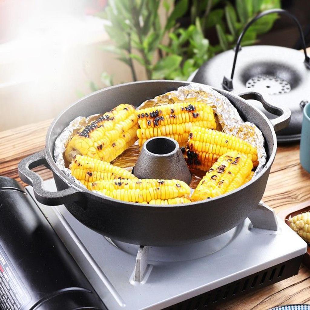 Roasting Pan With Lid Iron Sweet Potato Pot With Clip And Gloves Cooking Pan For Home Kitchen Sweet Potato Corn BBQ Vegetables