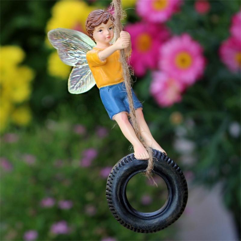 62KD Miniature Swing Fairy Figurine Garden Decorations Outdoor Indoor