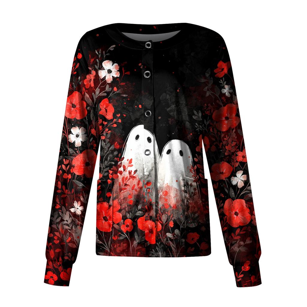 Women's Casual Long Sleeve Single Breasted  Printed Dry-nurse Top