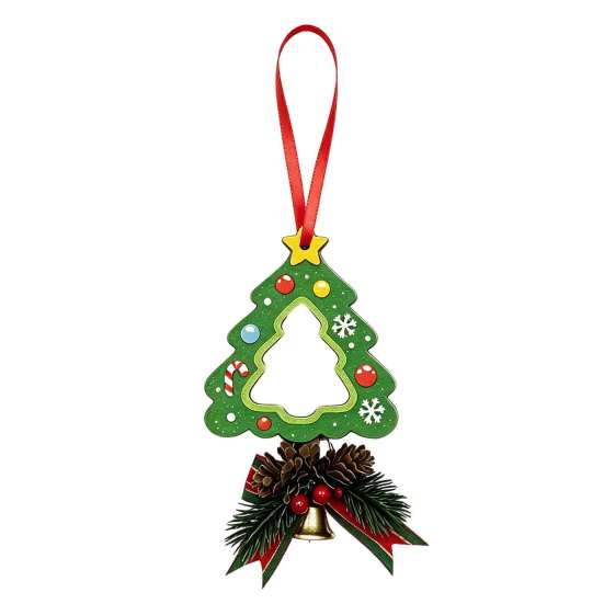 Custom Keepsake Gifts Wooden Christmas Tree Ornaments, 2D Stocking House Shaped Photo Frame Hanging Decor Decor, Xmas Ornament for Family Holiday