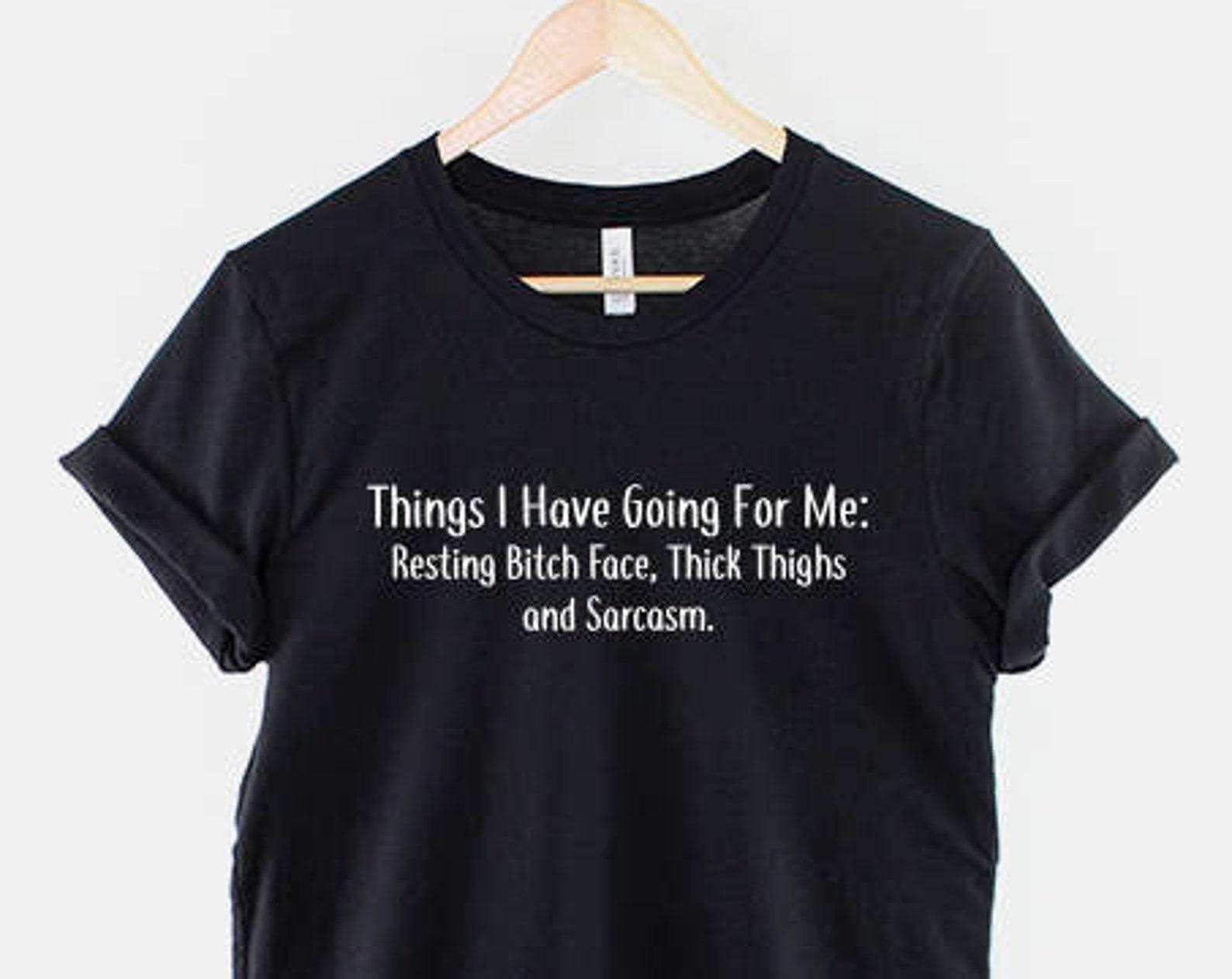 Thick Thighs T-Shirt Statement: Sarcasm and Sass Design, Curvy Girl Style (Ring Spun Cotton, XS-6XL) S