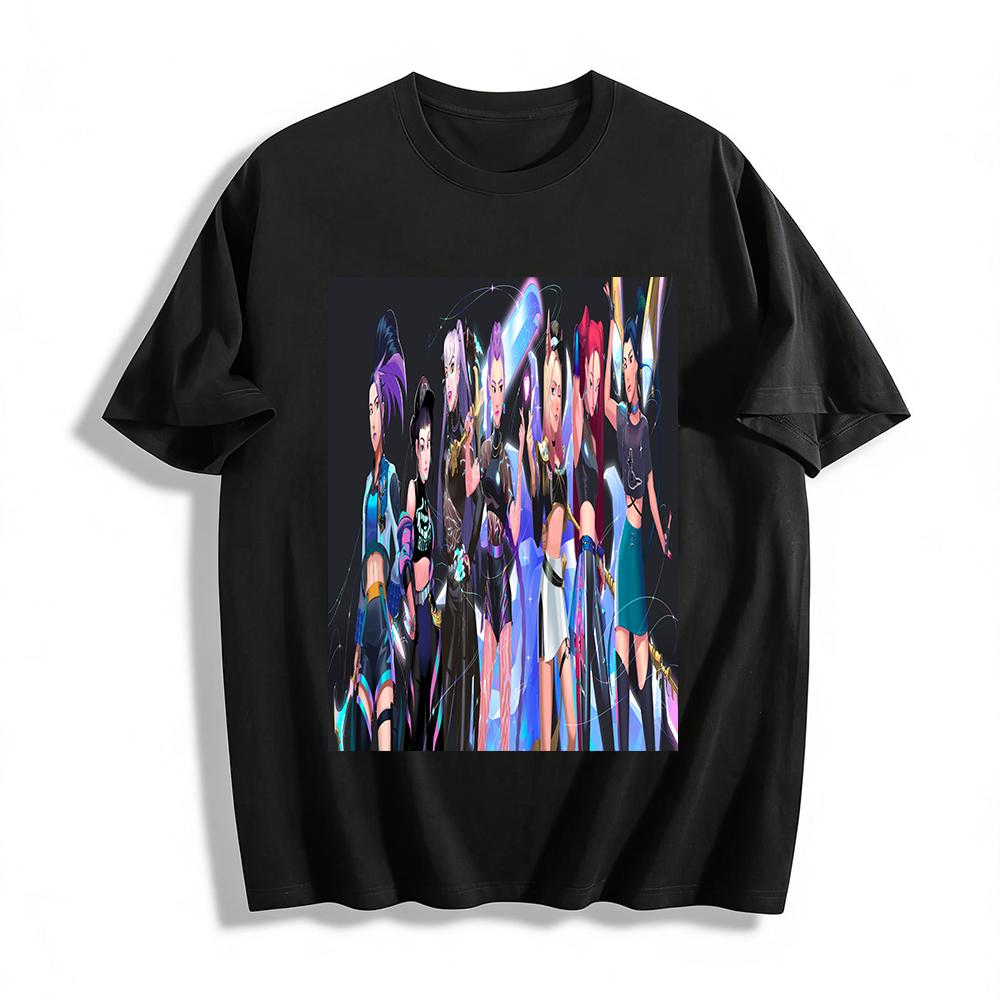 League of Legends KDA Group Print T-shirt Unisex Casual Loose Game Peripheral Top Pure cotton T-shirt XXS