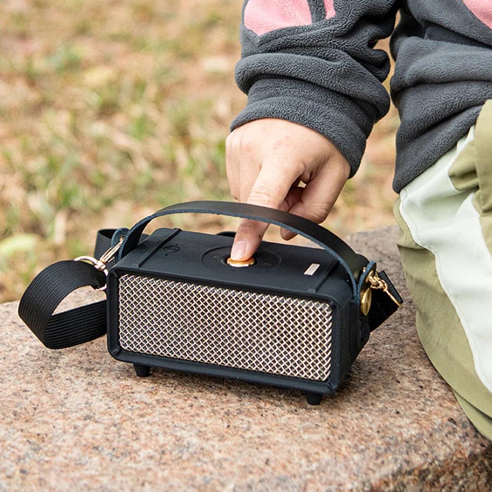 Silicone Cover Case with Handle Strap and Shoulder Strap Protective Mini Speaker Cover Case Shockproof for Marshall Emberton II