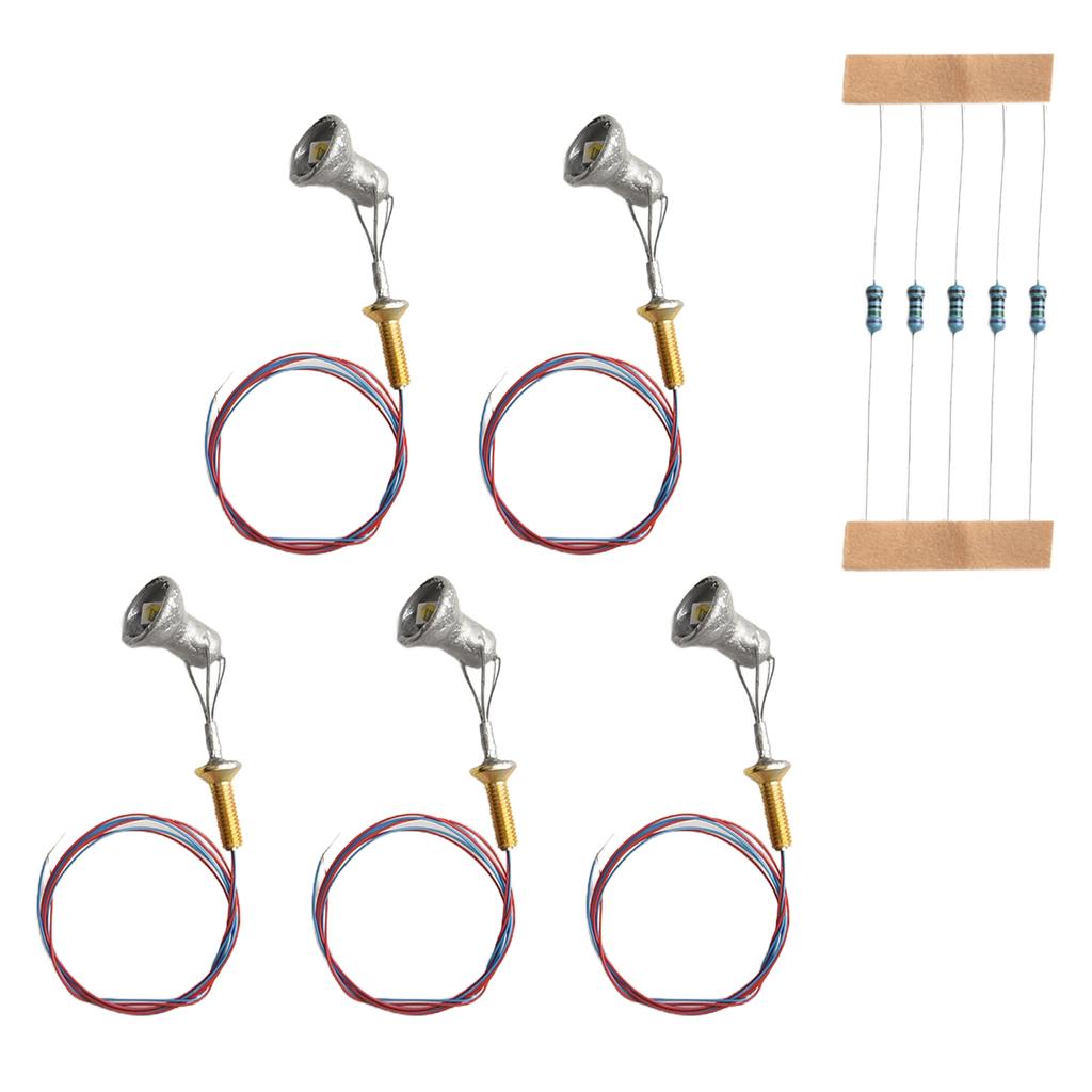 5PCS 3V DC HO Scale Layouts LED Spotlight Model Limelight Projector  For Street Lamp Post Lights Accessories With Wires And LEDs