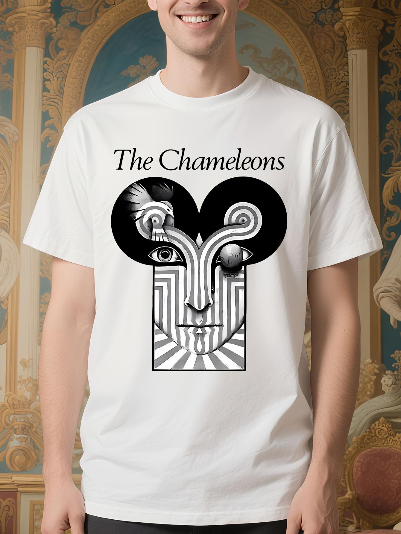 The Chameleons Band Graphic for Men - Black & White Camouflage Print T-shirt S