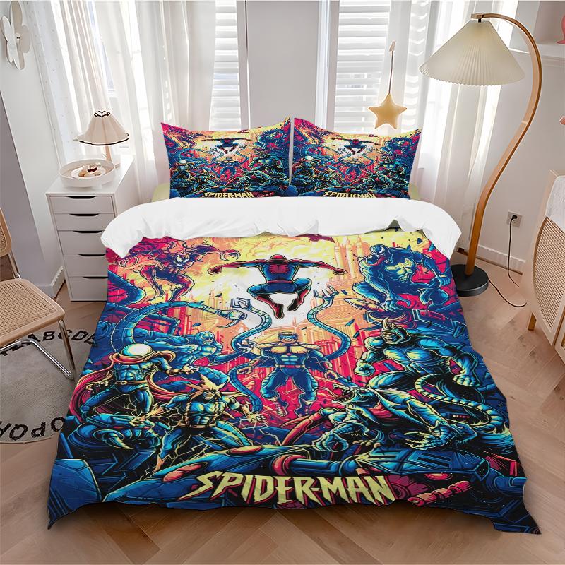 3Pcs Spiderman Villains Unite Bedding Set Quilt Cover Pillowcase Home Christmas Xmas Halloween Gift 1 Duvet Cover 2 Pillowcase M924473