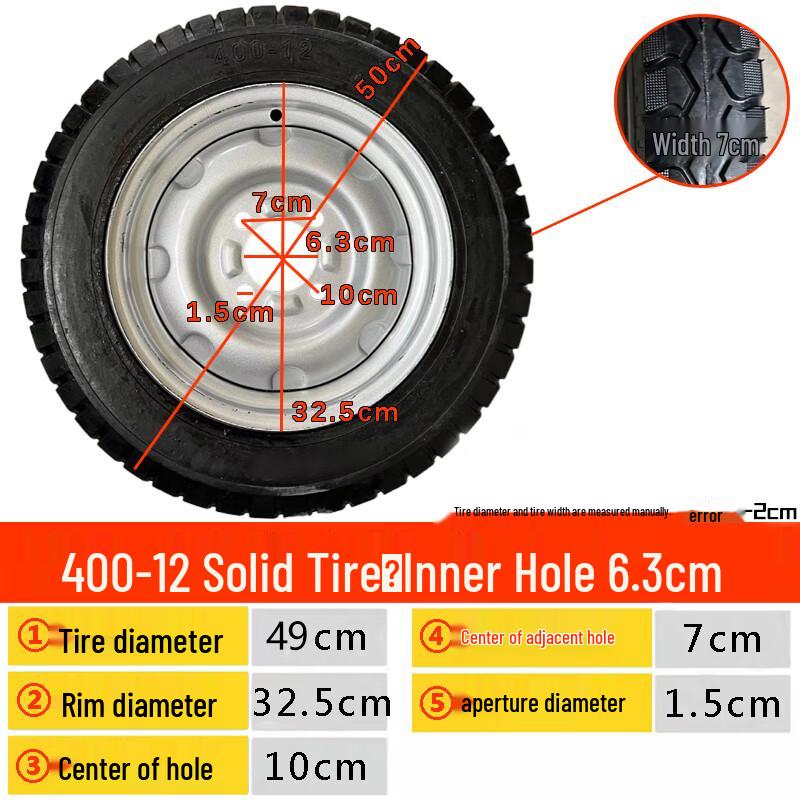 Solid Rubber Rear Wheel Assembly for Construction Tricycles