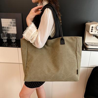 Solid Color Simple Shoulder Bag 2025 Summer New Large-capacity Student Class Tote Bag Solid Color Lightweight Canvas Bag