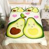 Avocado Bettbezug Queen Jungen Mädchen Niedlich Cartoon Tropische Früchte Gedruckt Bettwäscheset Bettbezug für Teenager Kinder Weich 3-teilig