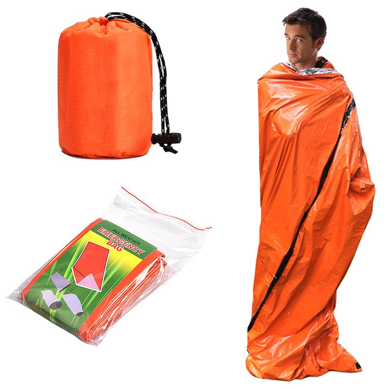 Acil Durum Uyku Tulumu Ultra Su Geçirmez Mylar Termal Battaniyeler Hafif Hayatta Kalma Uyku Tulumu Kamp Yürüyüş İçin Sıcak Tutar