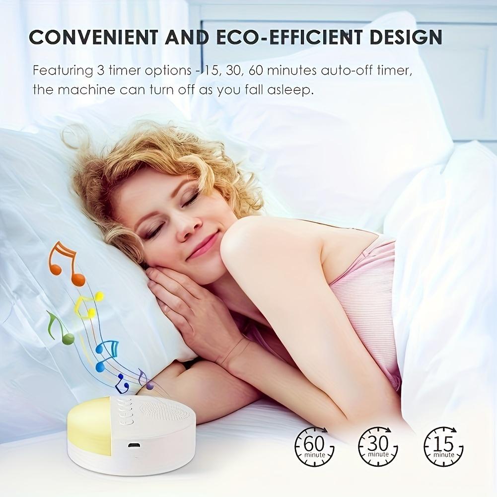 1200mAh Portable USB Rechargeable White Noise Machine with Night Light, 9 Soothing Sounds, Timer Shutdown for Home/Office Use