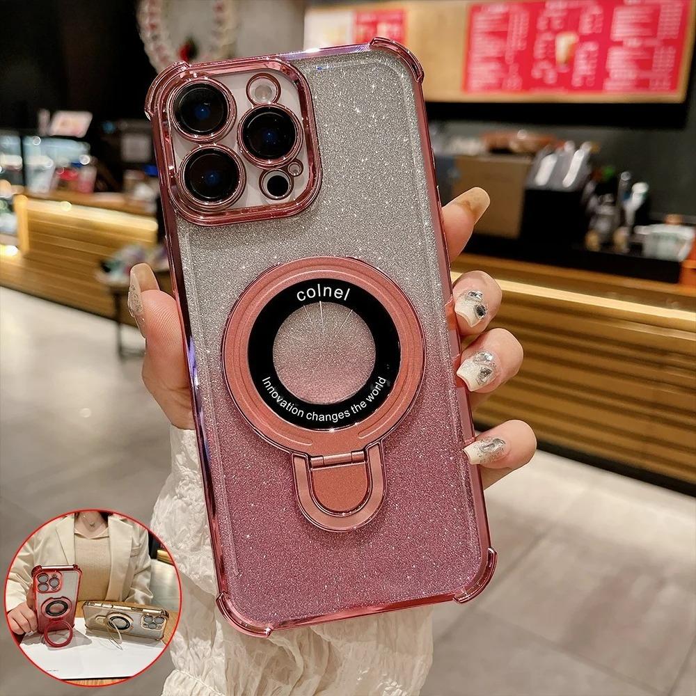 Luxury Magnetic Glitter Phone Case For Xiaomi 14T 13T 12T Pro 14 15 Ultra 11 Lite 5G NE 15 12S 12X Bracket Protective Cover