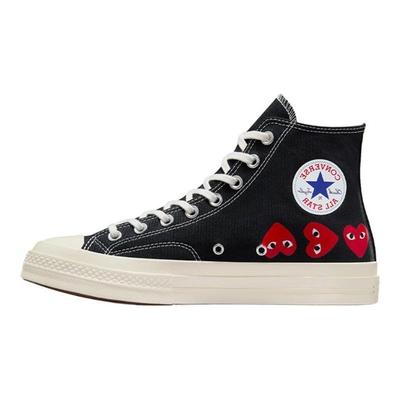Comme des Garçons PLAY x Chuck 70 High Multi Heart - Svarta Unisex Sneakers High-Risk-Red Egret A08147C