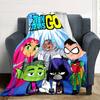 Teen Titans Go Adventure Flannel Blanket Super Soft Warm Cozy Blanket For Sofa Bed Office Travel Allseason Home Decor Gift
