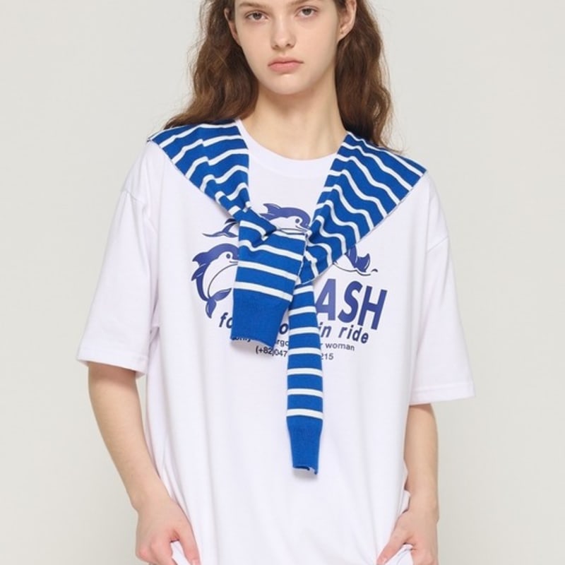 CARGOBROS Gestreifter Lagenstrick-Umhang (blau)