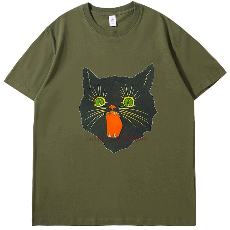 Angry Cat Classic Graphic T Shirts Halloween Fashion Cotton Round Neck Tshirt Unisex Streetwear Summer Mens Print T Shirt
