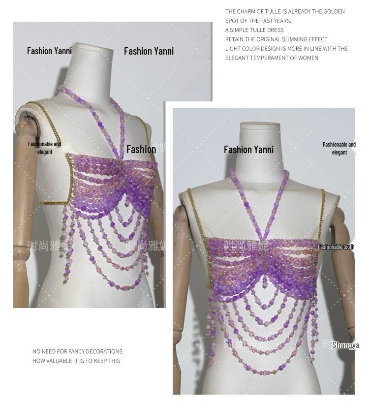 Yanni Hot Girl Perlen Körperkette Halskette und Midi-Rock Set