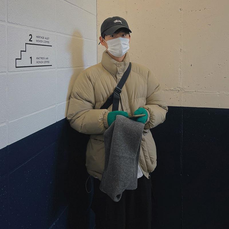 Stand Collar Cotton Jacket Men's Winter New Korean Style Trendy Retro Thickened Cotton Jacket Loose Warm Cotton Jacket