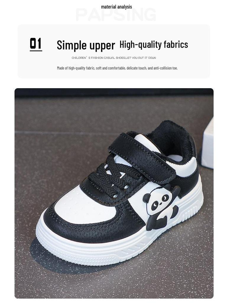 Children's Cartoon Fleece-Lined Skate Shoes: Warm, Cotton-Padded Casual Shoes for Toddlers & Young Kids.
