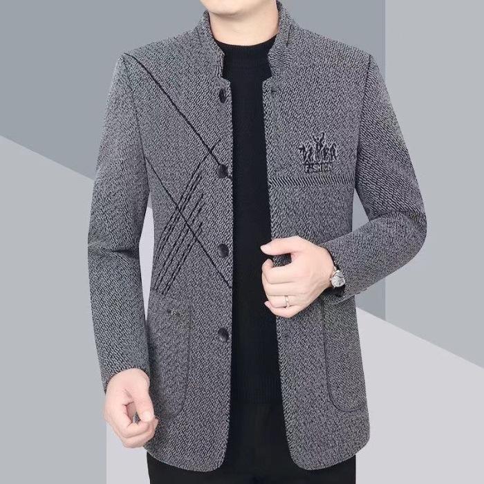 Men's Slim Fit Stand Collar Jacket: Autumn/Winter Casual Business Style