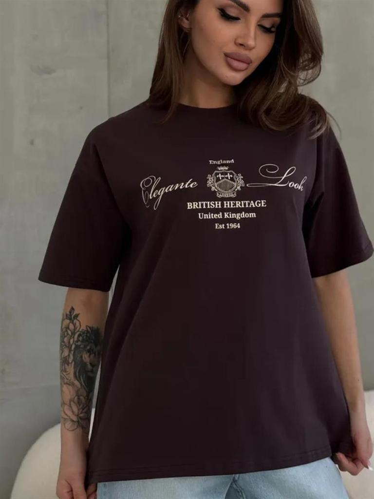 Trendy Oversized Printed Tee: 100% Loose Short Sleeve, Versatile European & American Style