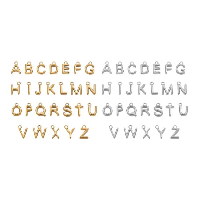 26 Piece Miniature Letter Charms With Vacuum Plating For Custom Jewelry Design Allergy Resistant Metal Accessories