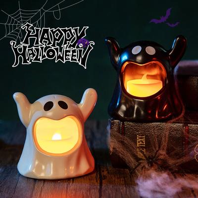 Warm Light Halloween Flameless Candle Two Color Battery Powered Led Candle Used for Halloween Decoration and Home Fast Shipping
