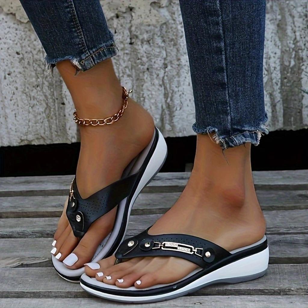 Womens Water Sandals With Hard Soles And Arch Support Wedge Heel Thick Sole Women'S Slippers Women'S Toe SandáLias Femininas