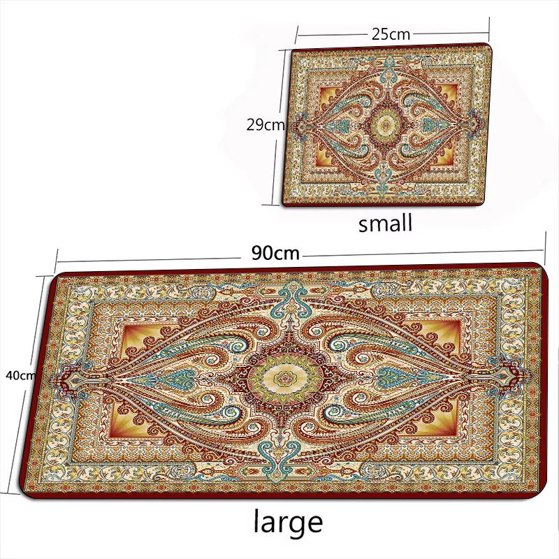 Red & Black Floral Medallion Large Mouse Pad Classic Boho Aesthetic Desk Mat for Home Desk Mat Rubber anti-slip Desktop