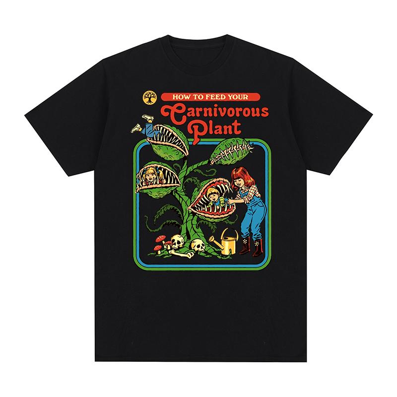 Carnivorous Plant Vintage Tshirt Pure Cotton Breathable Unisex T Shirt Summer New Fashion Unisexs Unisexs Tshirt Streetwear