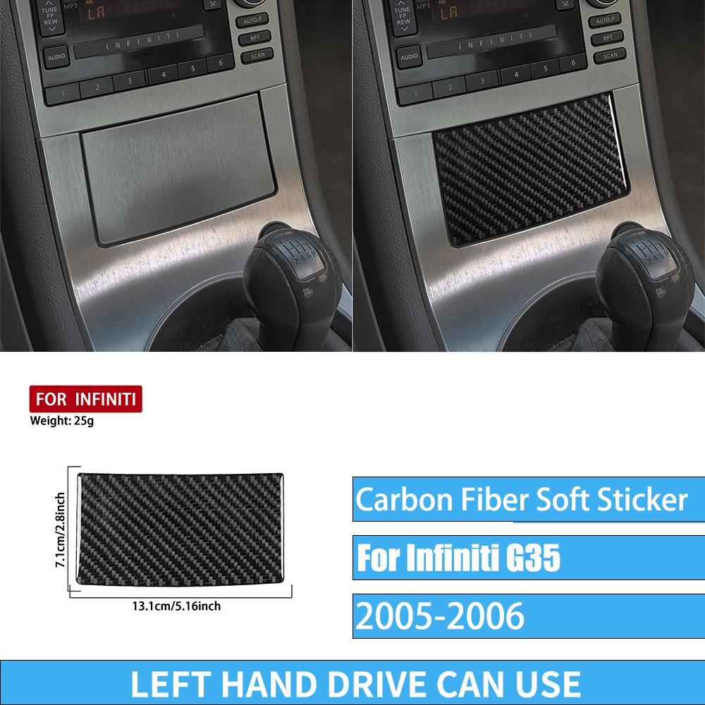 Real Carbon Fiber Car Accessories Dashboard Gear Shift Decorative Trim Cover Soft Sticker For Infiniti G35 V35 CV35 2005-2006
