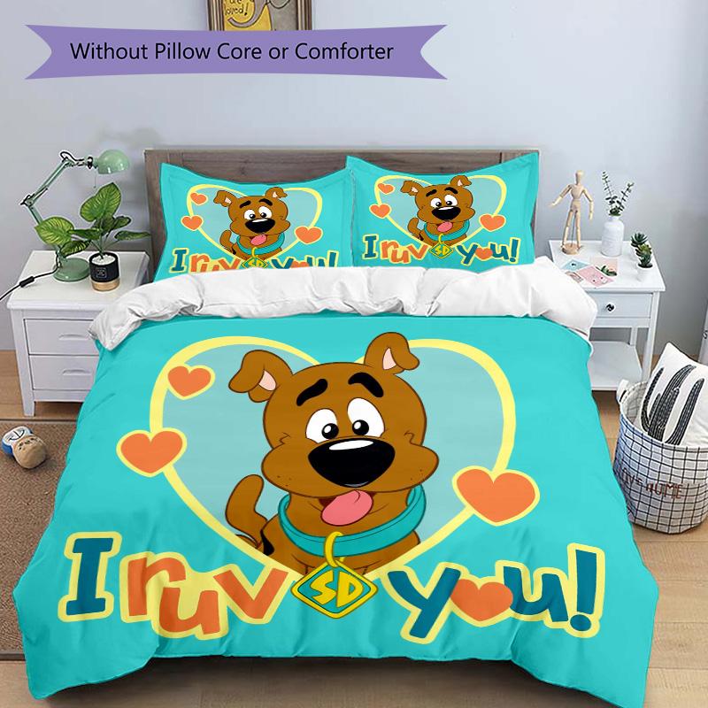 Scoobydoo Heart Love Print 3Pcs Bedding Setduvet Cover With 2 Bedropillowcase Home Birthday Gift