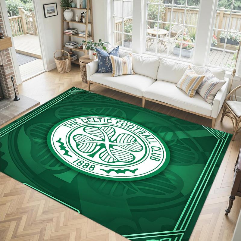 Celtic FC Design Kristall-Samt-Teppich Gemütlich Nicht?Rutschfester Teppich mit Aufdruck für Schlafzimmer Wohnzimmer Eingang