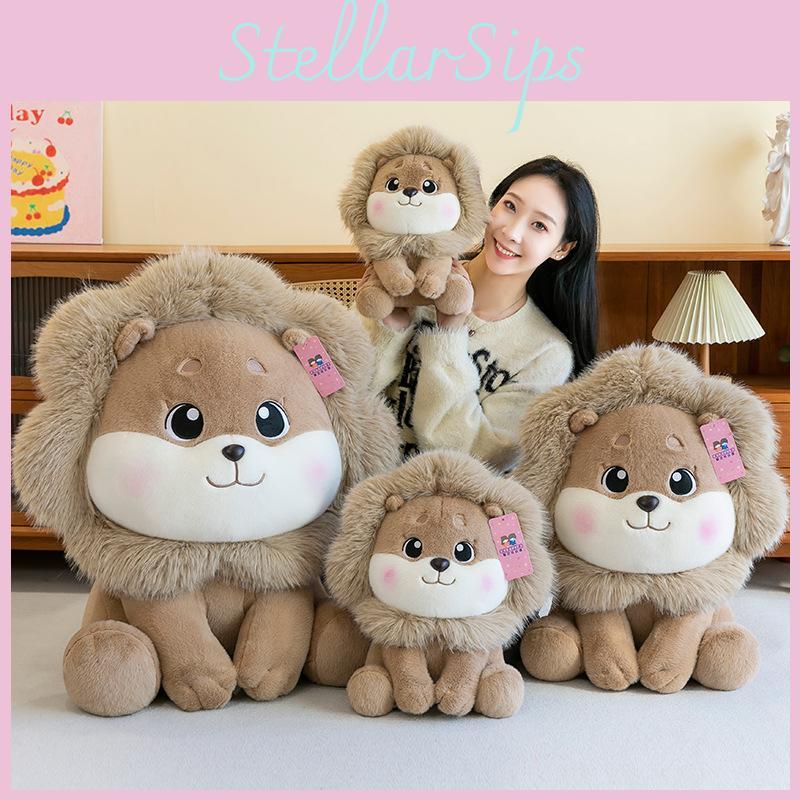 Plush Lion Cartoon Toy Animal Stuffed Doll Cute Bedroom Decoration Kids Gift