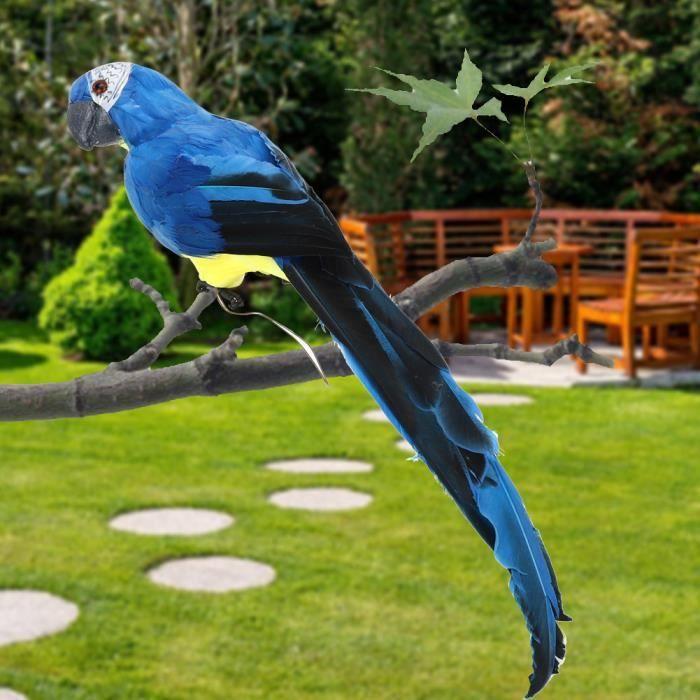 Perroquet Artificiel - Décoration Jardin - 45 cm - Bleu - Mousse - Plume