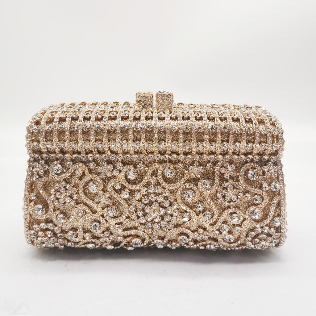 WHTUOHENG Borse di Cristallo Borsa da Sera da Donna Champagne/Argento/Oro Donna Festa Minaudiere Borse da Ballo Matrimonio Strass
