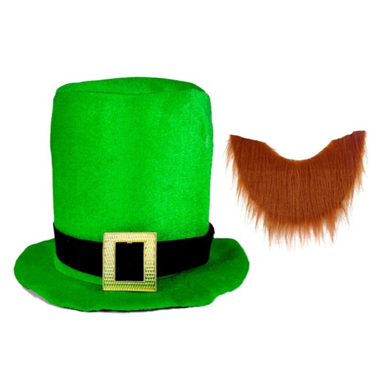 Multifunctional Parties and Event Comfortable Patricks Day Tops Hat and Beard Set Fashion Accessory Party Supplies