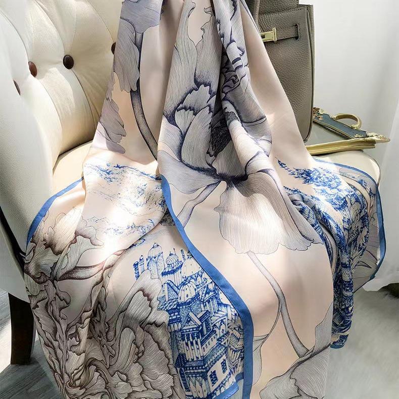 Gardenia Brocade Women's Versatile Scarf: Decorative Shawl, Sun Protection, Beach Towel