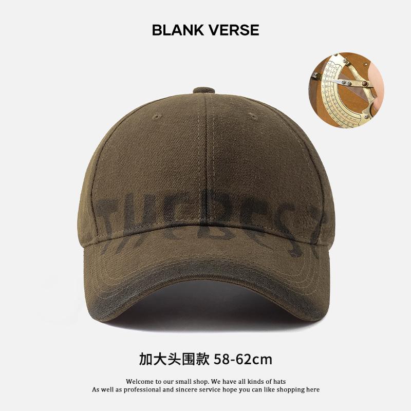 Retro Buchstaben graue Baseballkappe Damen breite Krempe Gesicht klein zeigende Kappe vielseitiger Hut für großen Kopfumfang