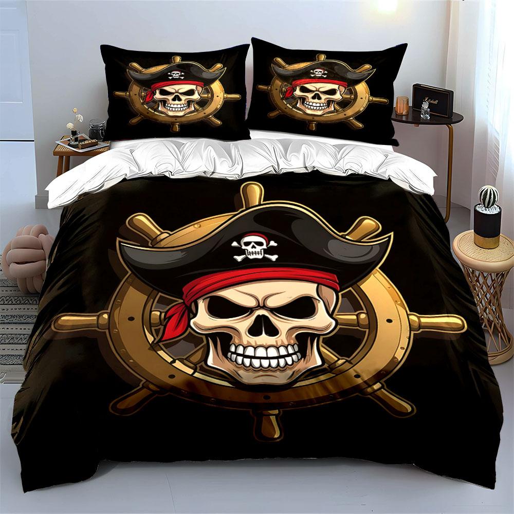 "Pirate Skull Adventure Vibes" Bedding Sets Duvet Covers Pillowcases(1* Duvet Cover 2* Pillowcases Without Duvet Insert)