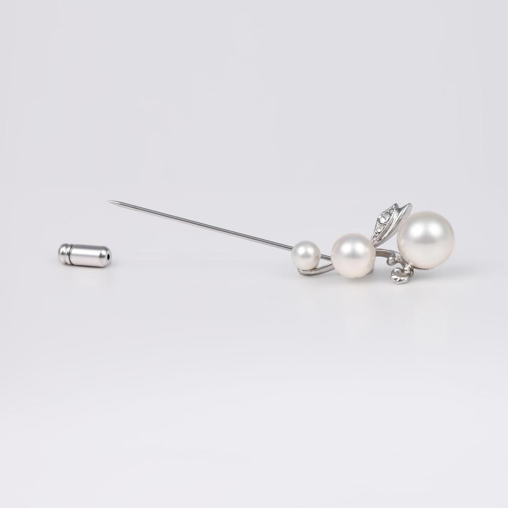 by Yumi Pearl Hat Pin Yumi Sienne Brooch Popular Formal Occasions Stylish Simple Made in Japan [Produced Katsura] Women's (White)