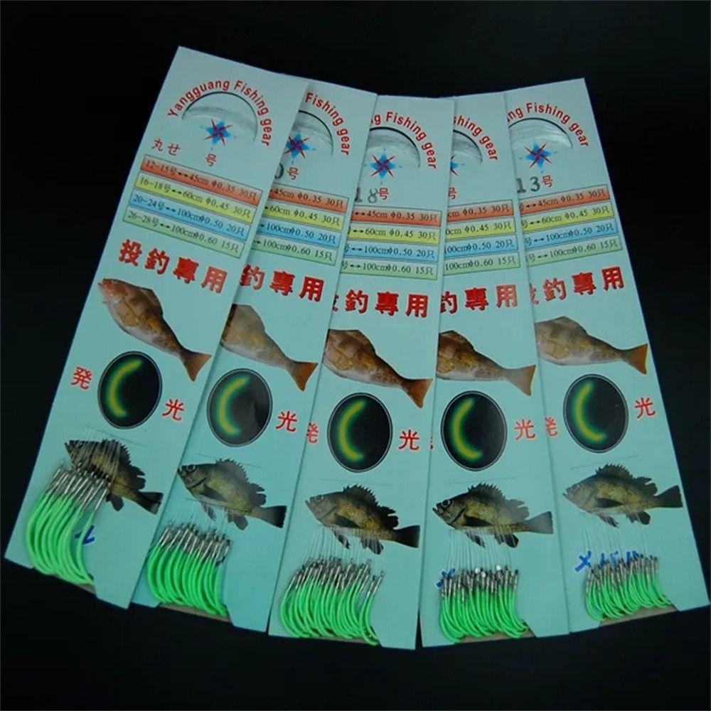 Barbed Glow Hook High Carbon Steel Fishing Hook with Line Pesca Luminous Fishing Hook  Outdoor Fish