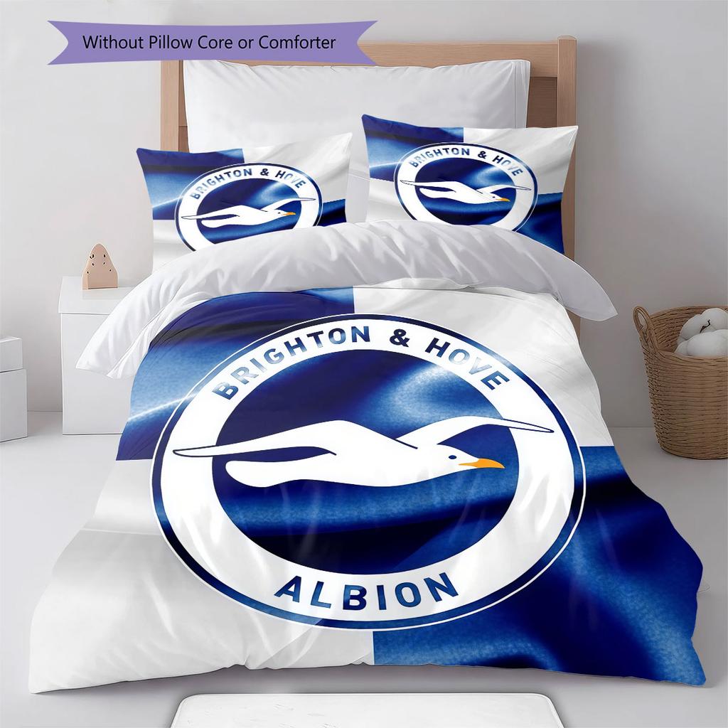 Brighton & Hove Albion Pattern Bedding,Quilt Set Quilt Cover Pillowcase Home Birthday Gift(1 * Duvet Cover + 2 * Pillowcase, Without Core)