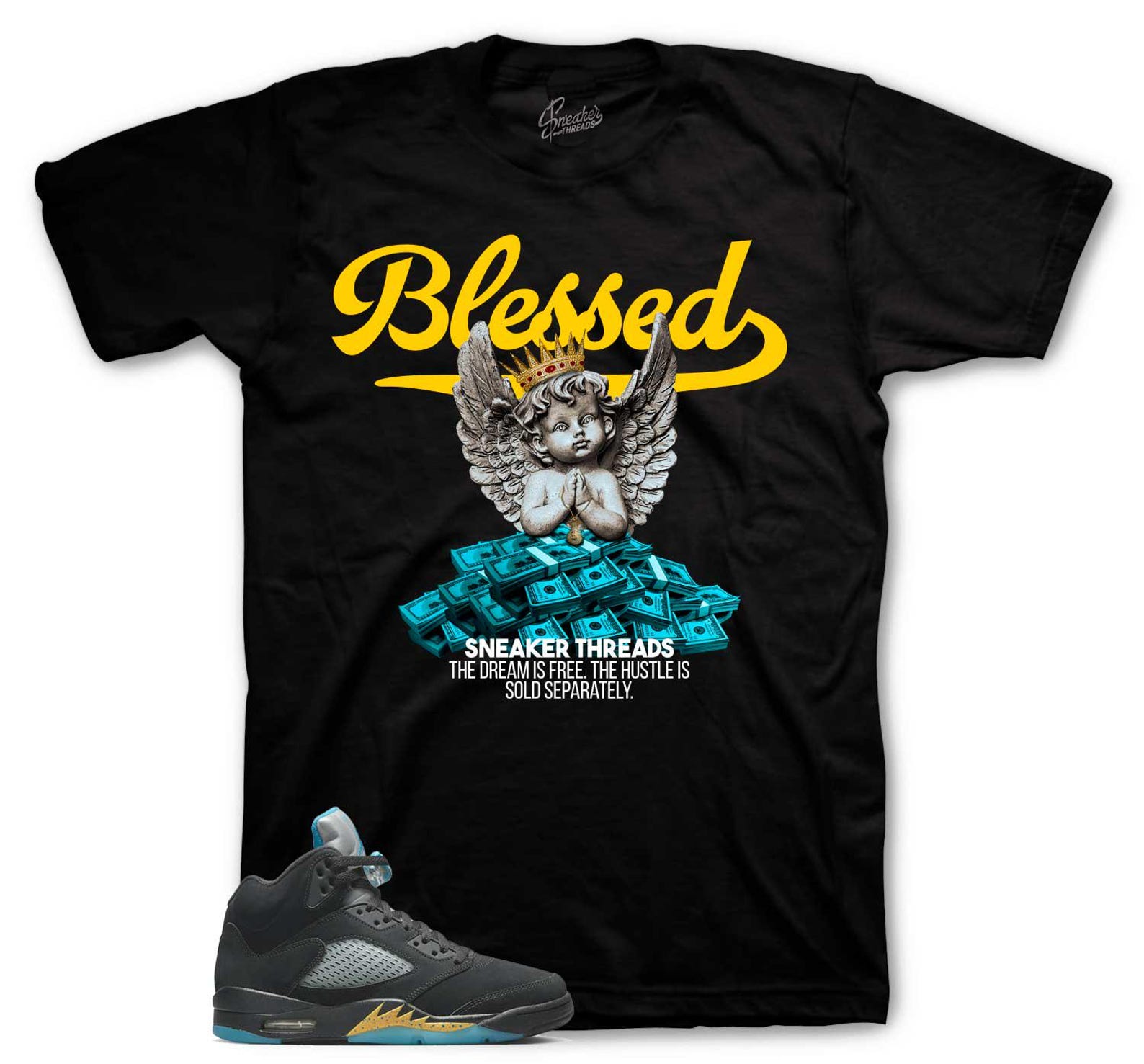 Shirts To Match Retro 5 Aqua AJ5 - Blessed Angel Sneaker Tee 4XL