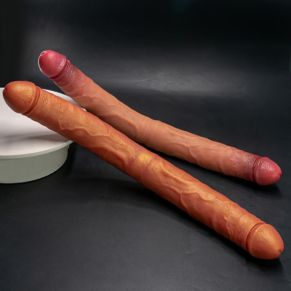 Double Head Realistic Male Masturbator, U-Shaped, Double Head, Liquid Silicone, Non-Electric, Without Battery, for Women